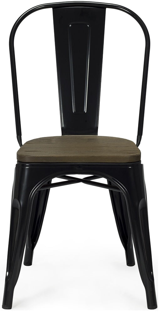 Silla de comedor acero Nux negro brillo madera