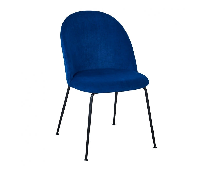 Chaise à manger Genova en velours bleu et noir