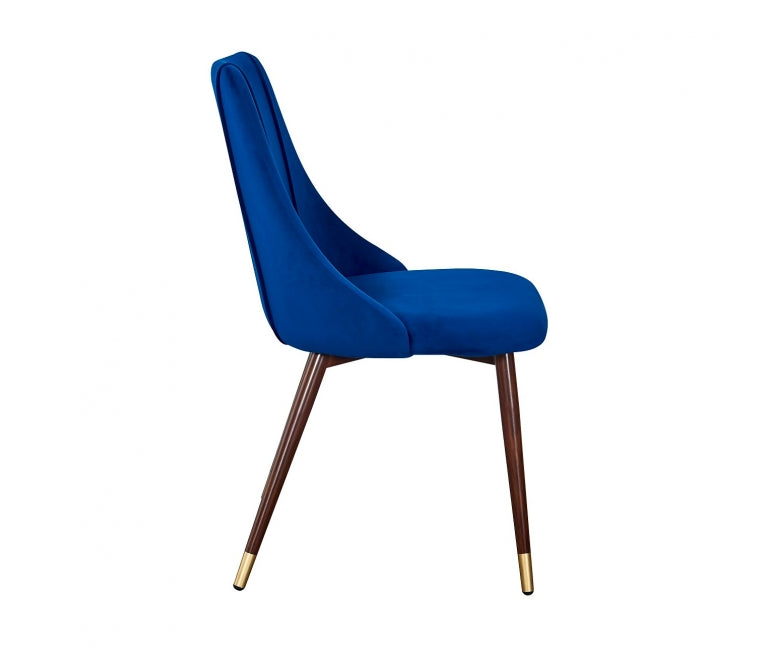 Chaise de salle à manger en velours bleu Casilda