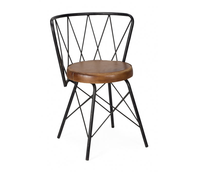 Chaise de salle à manger en cuir vintage Ayaz