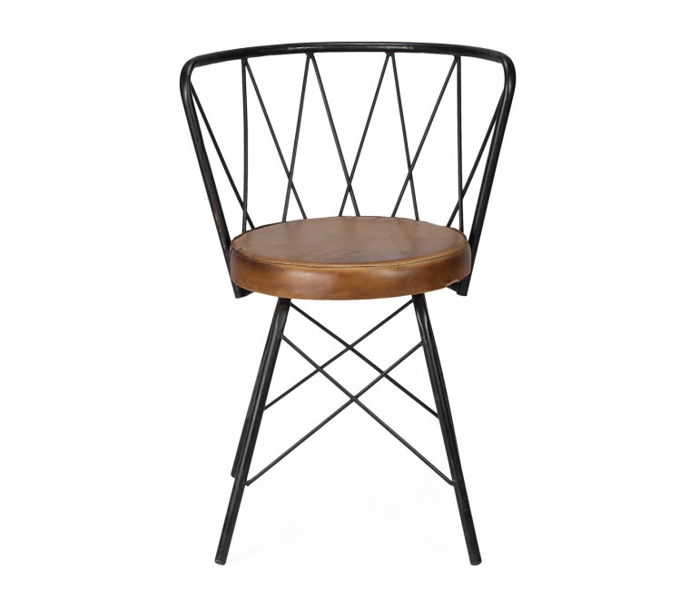 Chaise de salle à manger en cuir vintage Ayaz