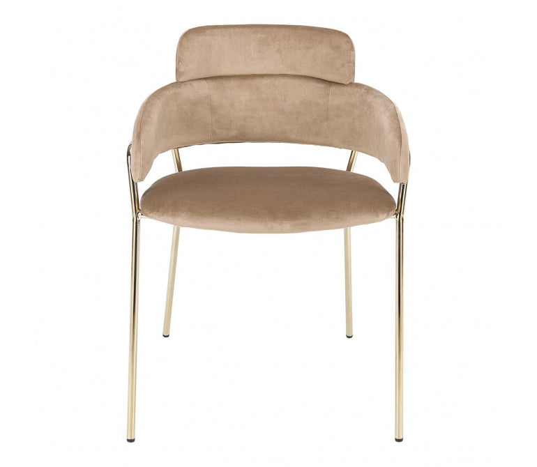 Chaise de salle à manger en velours beige Anna