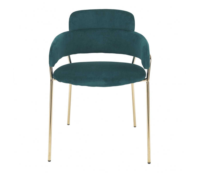 Chaise à manger en velours vert Anna.