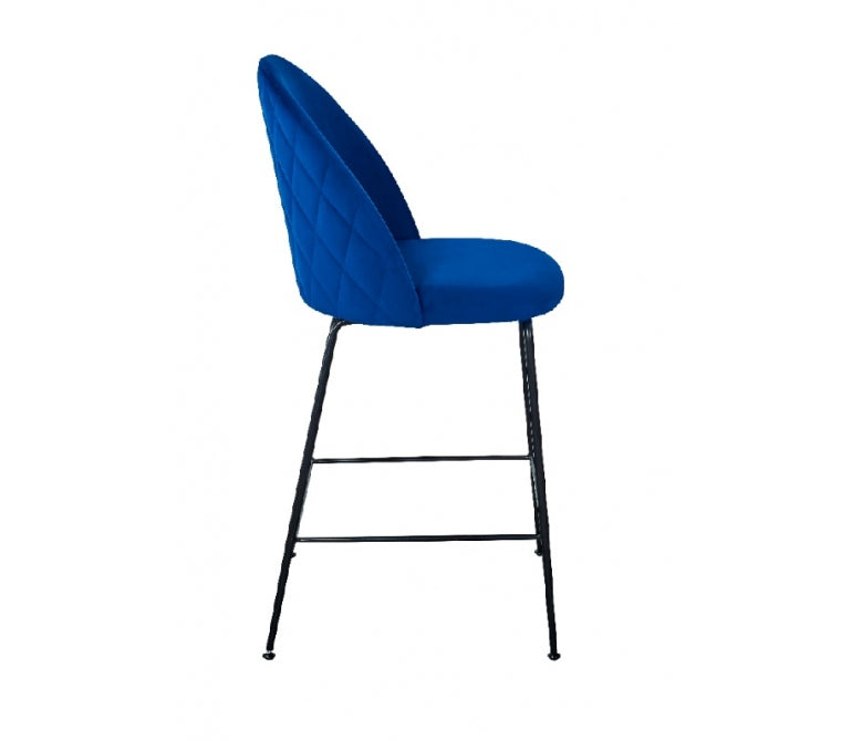 Sgabello da bar in velluto blu 65cm Genova