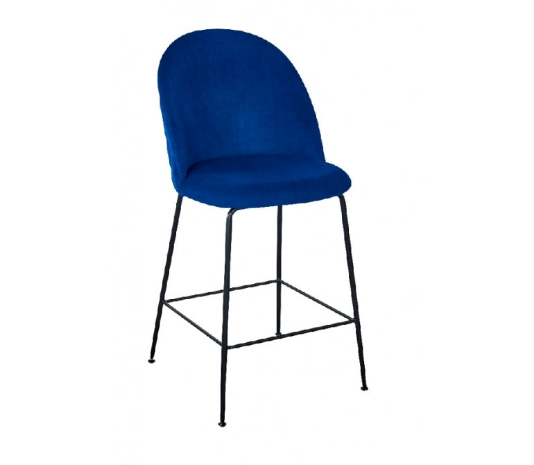 Sgabello da bar in velluto blu 65cm Genova