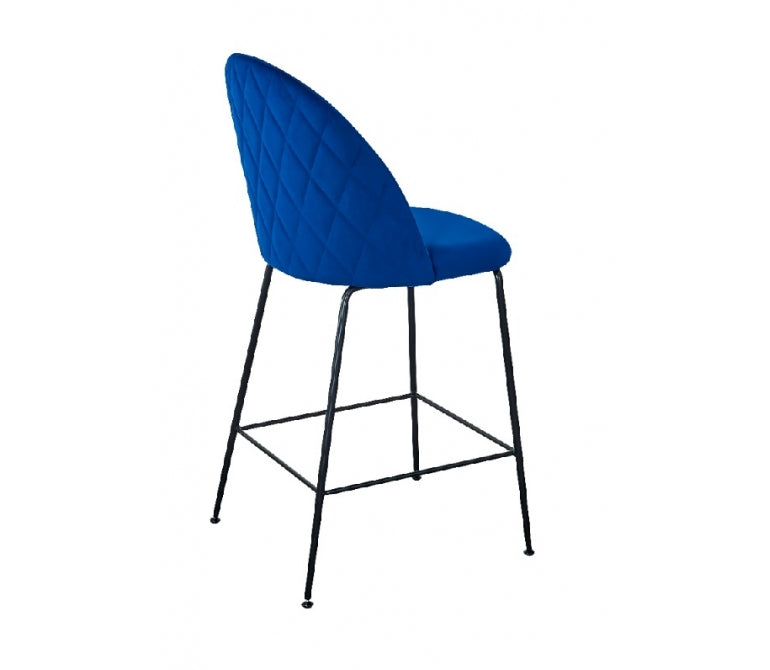 Sgabello da bar in velluto blu 65cm Genova