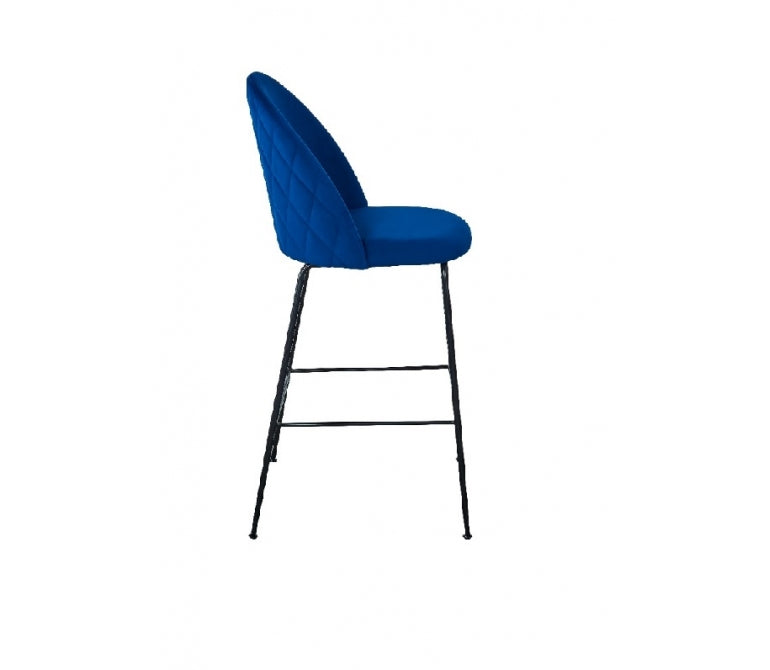Sgabello da bar in velluto blu 75cm Genova