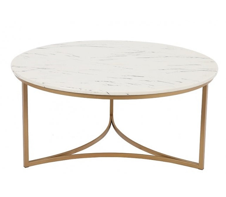 Table basse Maui avec finition dorée effet marbre