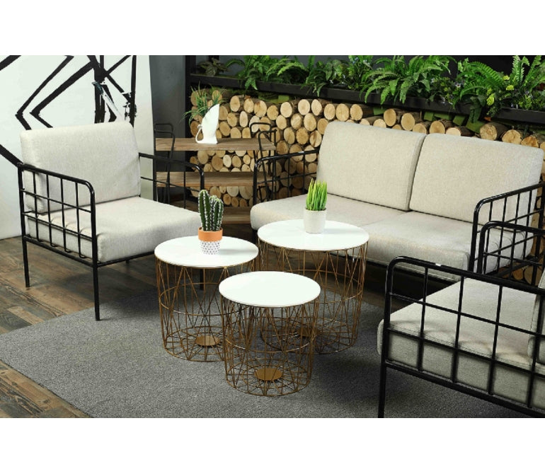 Set de 2 tables basses Providence en acier doré