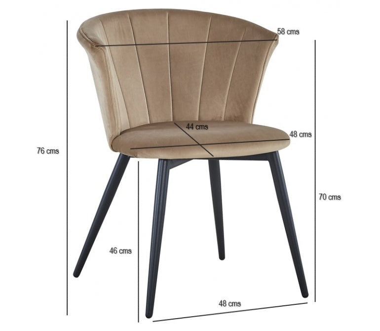 Chaise à manger en velours beige Nuvole