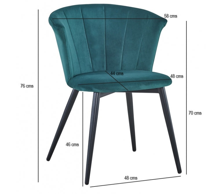 Chaise à manger en velours Nuvole vert