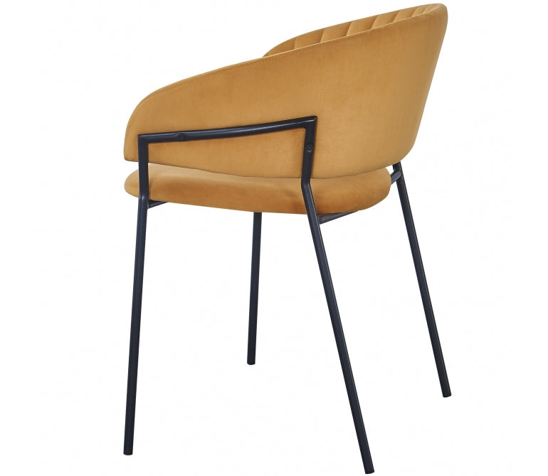 Chaise de salle à manger coquille de velours acier noir coquille de velours jaune