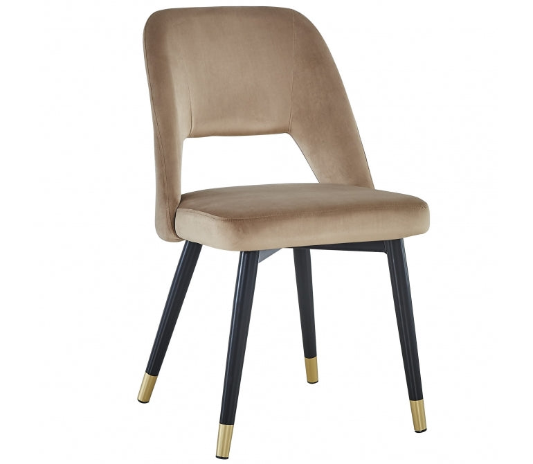 Chaise de salle à manger en velours beige Vasanti