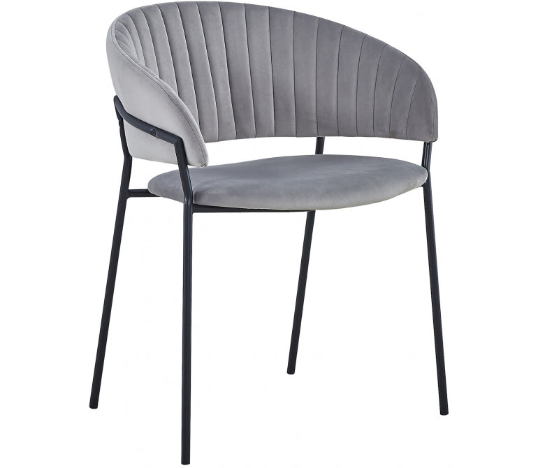 Cadeira de jantar Velvet Shell aço preto Cinzento
