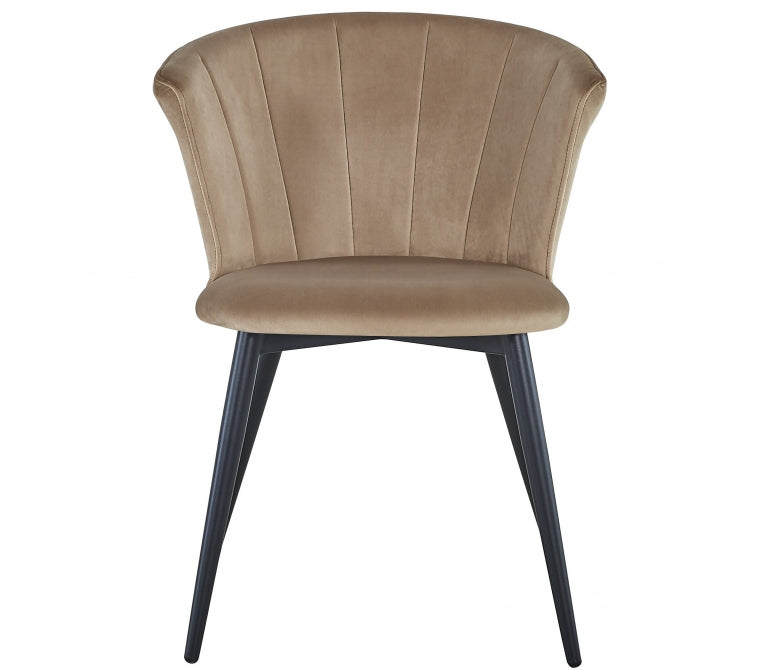 Chaise à manger en velours beige Nuvole