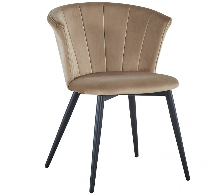 Chaise à manger en velours beige Nuvole