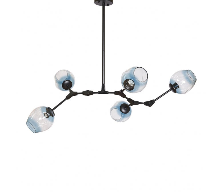 Candelabro Adel 5 candeeiro pendente azul cristal preto