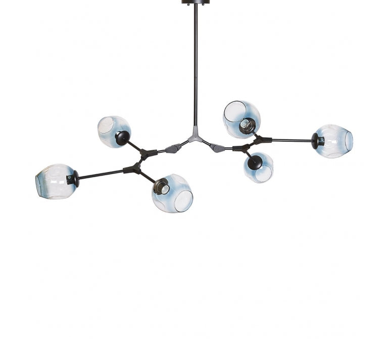 Candeeiro pendente Candelabro Adel 6 vidro preto azul