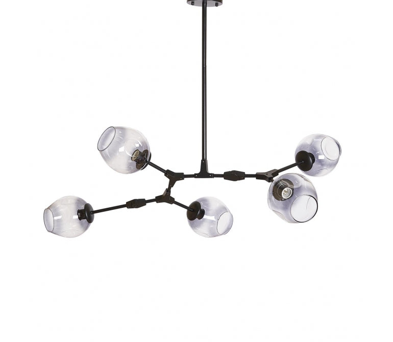 Candeeiro pendente Candelabro Adel 5 vidro cristal preto cinzento
