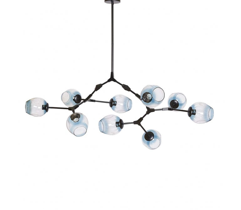 Candelabro Adel 9 candeeiro pendente azul cristal preto