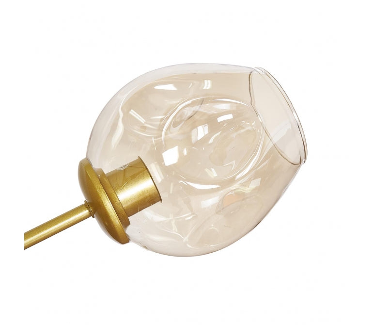 Candeeiro pendente Candelabro Adel 6 vidro de cristal dourado de conhaque