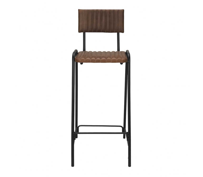 Tabouret de bar en acier et cuir noir Beneq