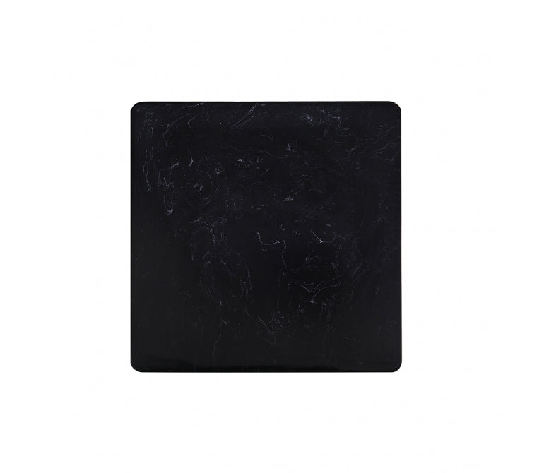 Mesa de bar acero negro Lusara 3 tablero marmol cuadrado 60x60