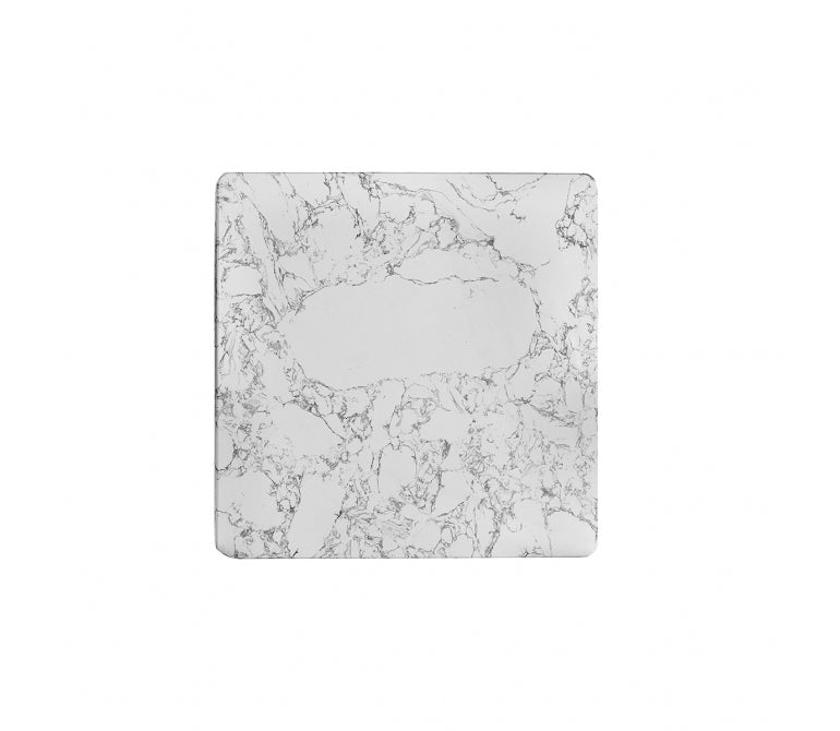 Mesa de bar acero negro Lusara 3 tablero marmol cuadrado 60x60