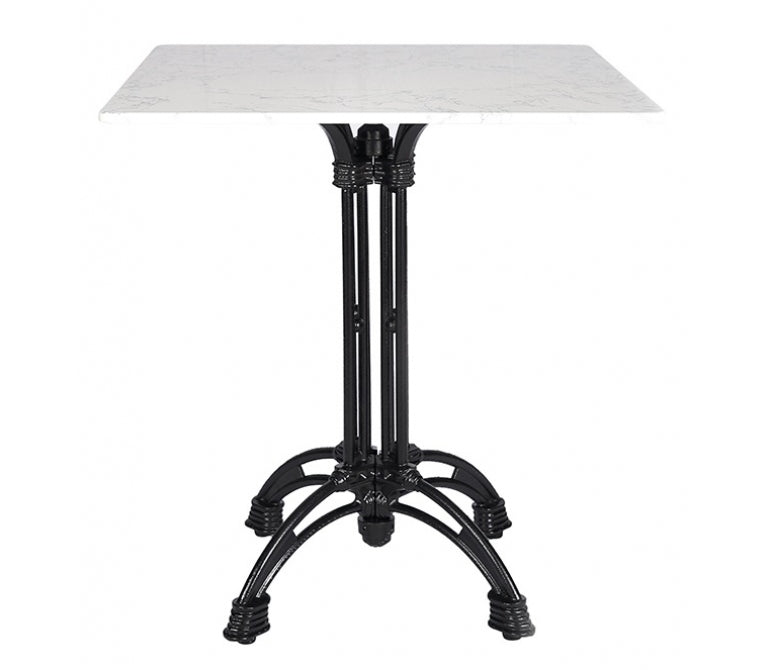 Mesa em barra de aço preto Lusara 4 mesa de mármore quadrada 70x70