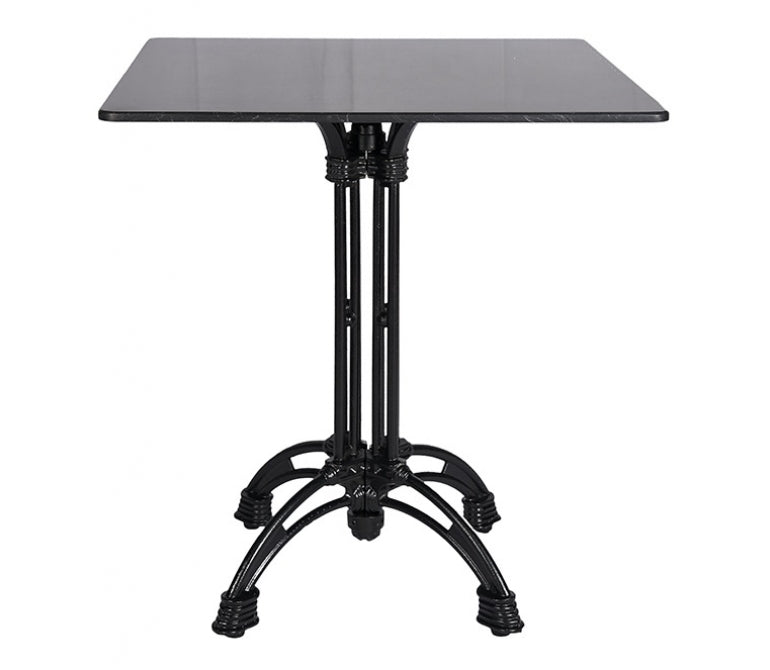 Mesa de bar acero negro Lusara 4 tablero marmol cuadrado 80x80