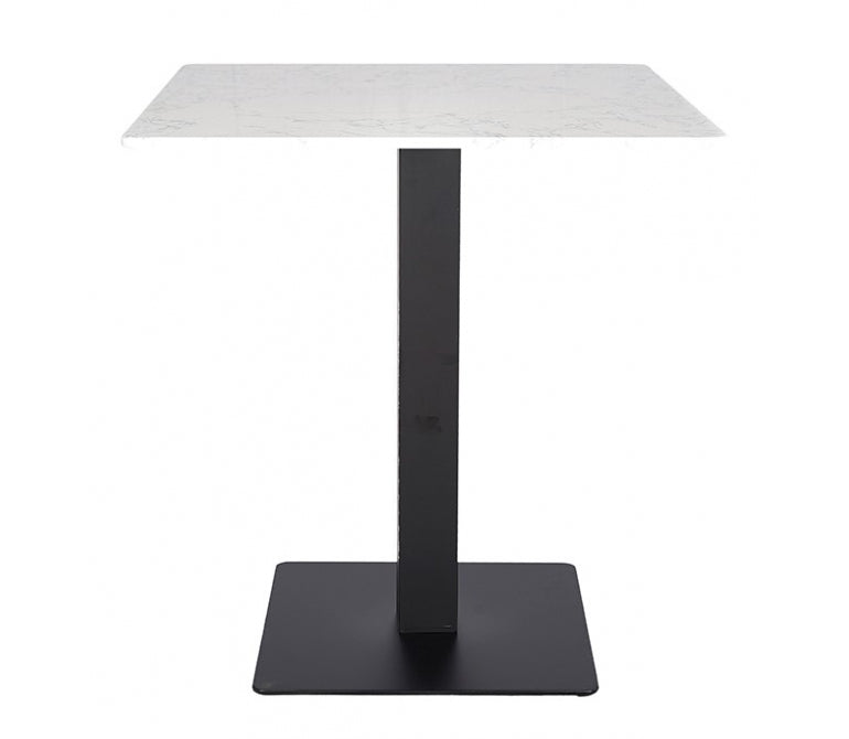 Mesa de bar acero negro Queen tablero mármol cuadrado 70x70