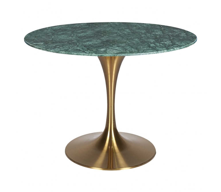 Mesa de comedor acero inoxidable dorado y mármol verde 120cms