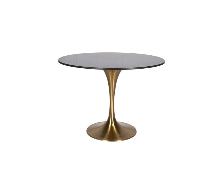 Tavolo da pranzo con base dorata e piano in marmo nero