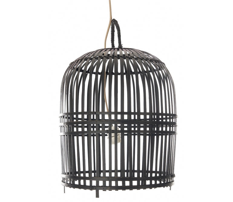 Lampada da soffitto in rattan naturale Camelia nero 40cm