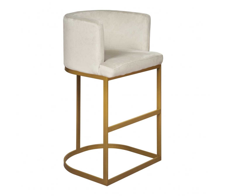 Sgabello da bar in velluto beige Miralda