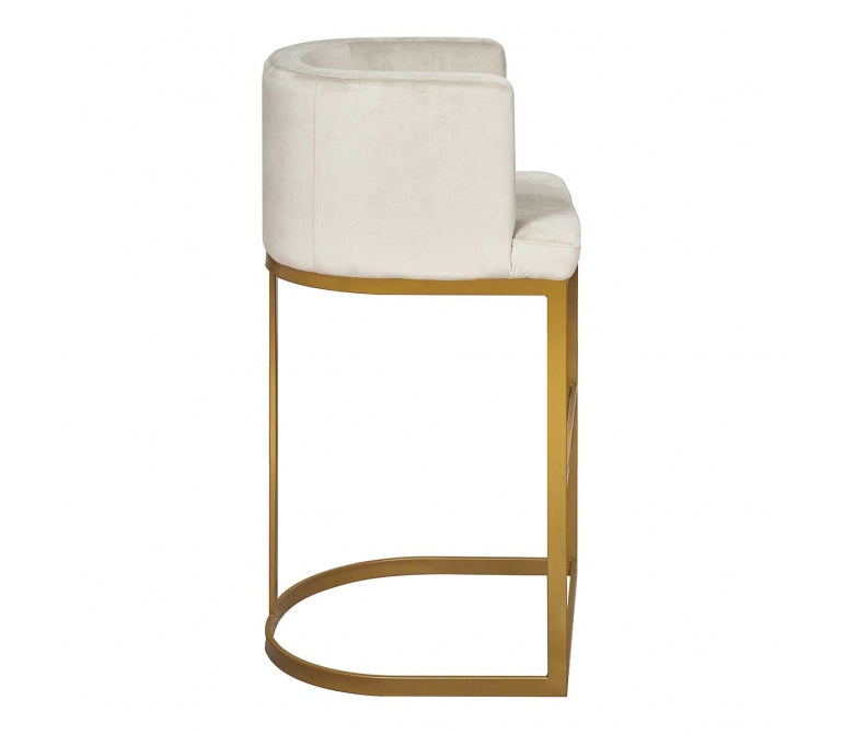 Sgabello da bar in velluto beige Miralda