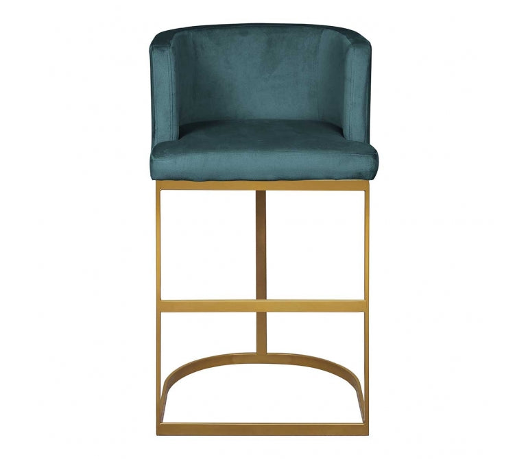Taburete barra terciopelo verde turquesa Miralda