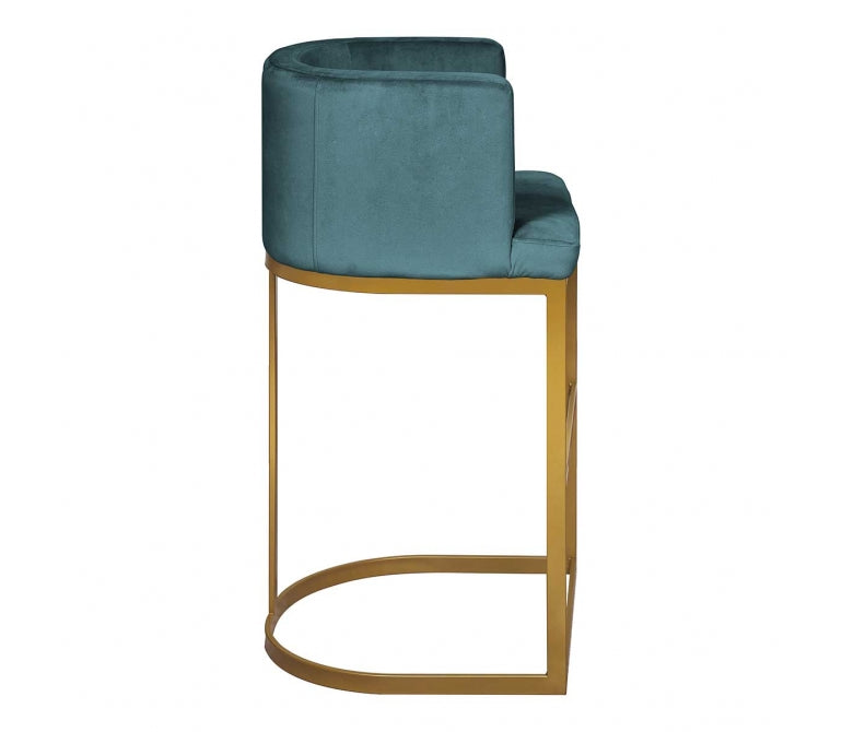 Sgabello da bar in velluto verde turchese Miralda