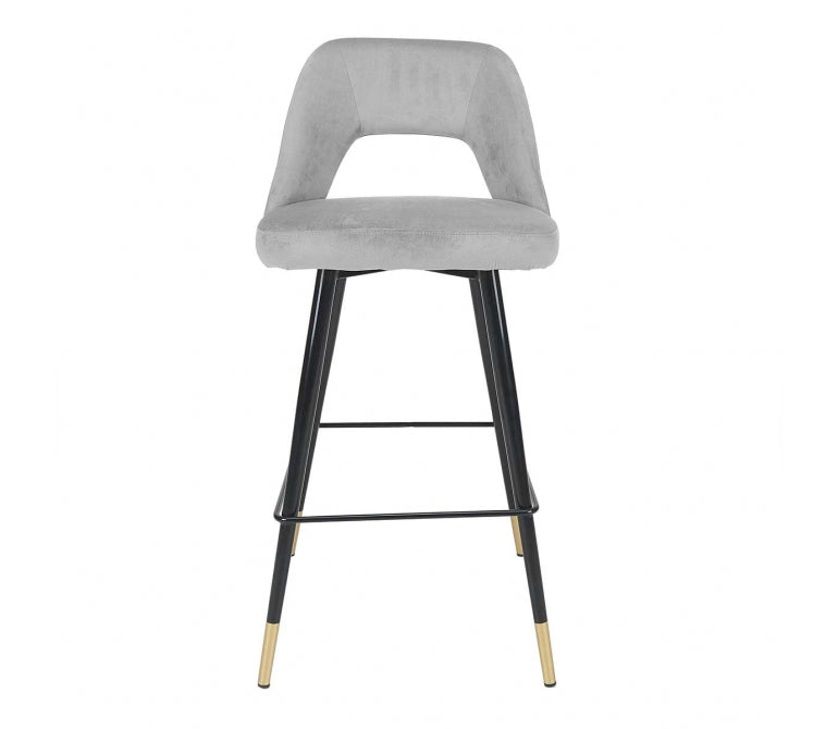 Sgabello da bar in velluto grigio Vasanti