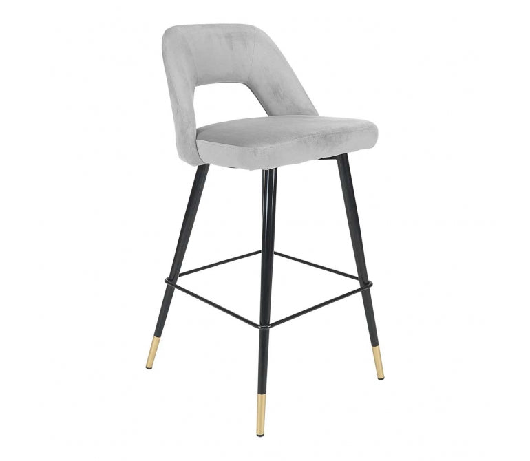 Sgabello da bar in velluto grigio Vasanti