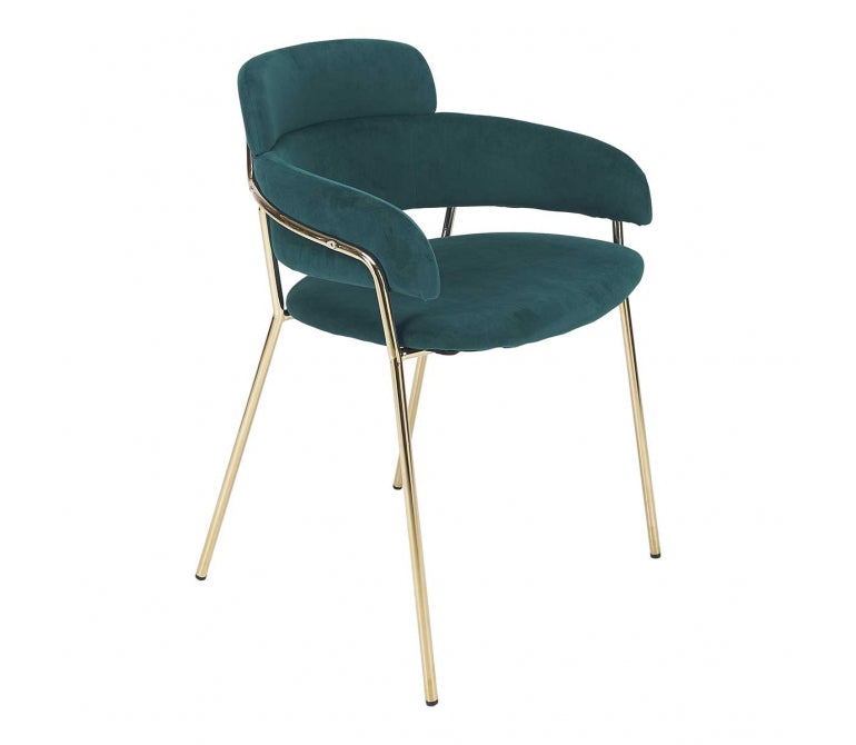 Chaise à manger en velours vert Anna.