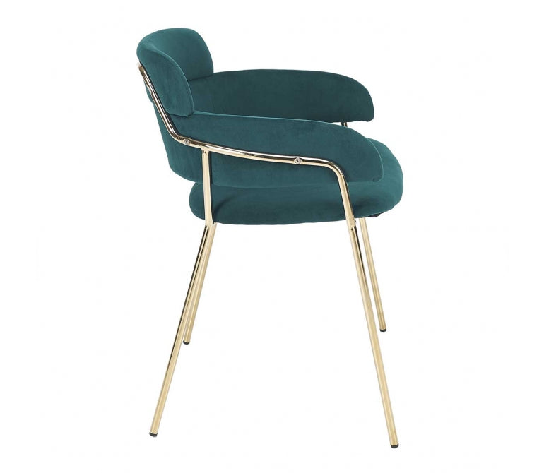 Chaise à manger en velours vert Anna.