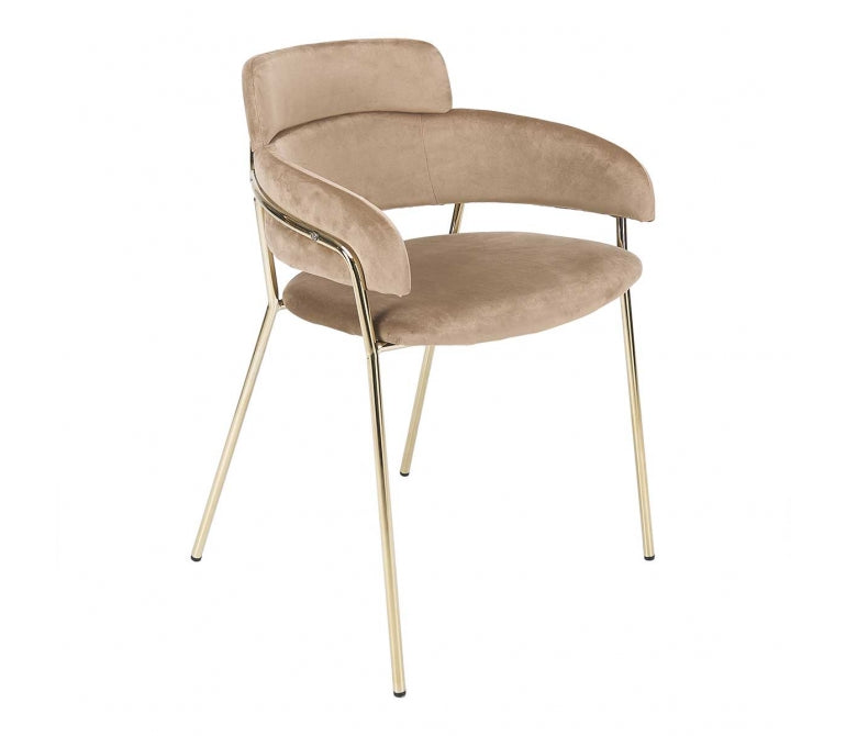 Chaise de salle à manger en velours beige Anna