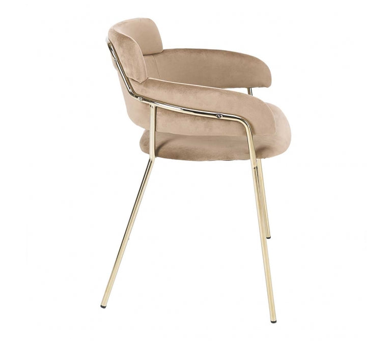 Chaise de salle à manger en velours beige Anna