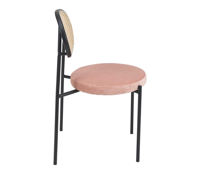 Chaise à manger en rotin et velours Evenlyn