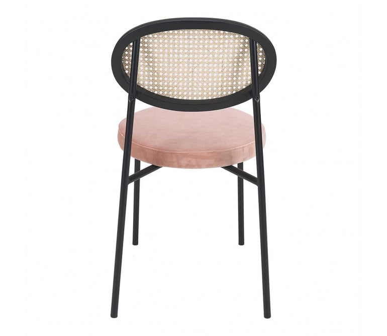 Chaise à manger en rotin et velours Evenlyn