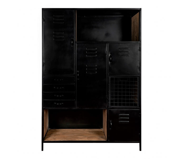Armario metálico acero negro y madera de mango Fenix