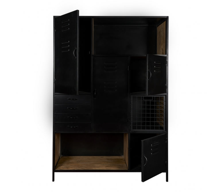 Armario metálico acero negro y madera de mango Fenix