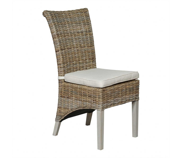 Chaise à manger en rotin avec coussin Sasa