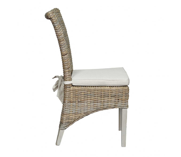 Chaise à manger en rotin avec coussin Sasa